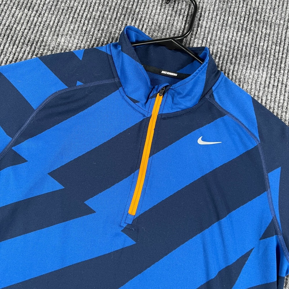 Nike Pullover Shirt Womens Medium Blue Long Sleeve 1/4 Zip Mock Neck Running